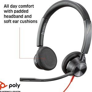 Plantronics - Blackwire 3325 Wired Stereo Headset with Boom Mic (Poly)